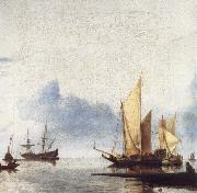unknow artist A Dutch Yacht and Other Vessels Becalmed Near the Shore painting